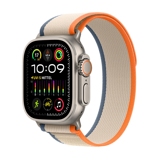 Watch Apple Watch Ultra 2 LTE 49mm Titanium Case with Trail Loop S/M - Orange/Beige EU