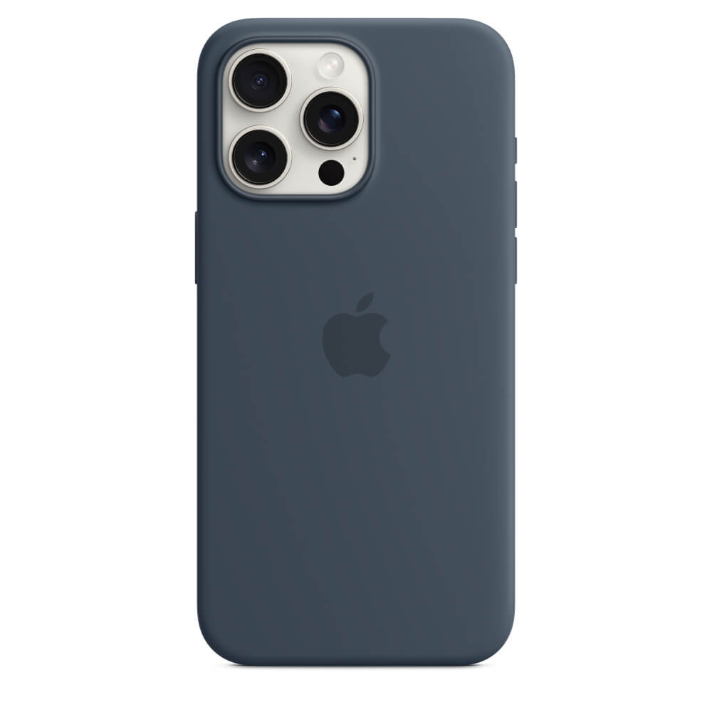 Оригинален Силиконов Калъф за iPhone 15 Pro, Silicone Magsafe Case, Storm Blue