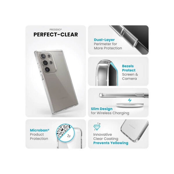 Екстремен Калъф за SAMSUNG S24 Ultra, SPECK Presidio Perfect-Clear, Прозрачен