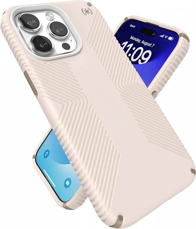 Екстремен Калъф за iPhone 15 Pro Max, SPECK Presidio 2 Grip Case, Бежов