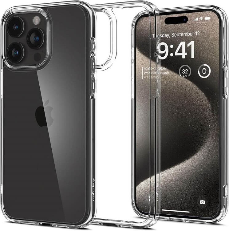 Противоударен Калъф за iPhone 15 Pro, SPIGEN Ultra Hybrid Case, Прозрачен