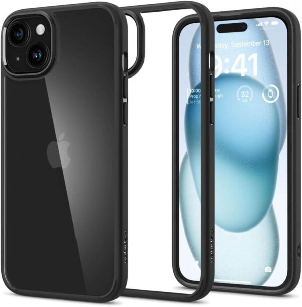 Противоударен Калъф за iPhone 15, SPIGEN Ultra Hybrid Case, Черен