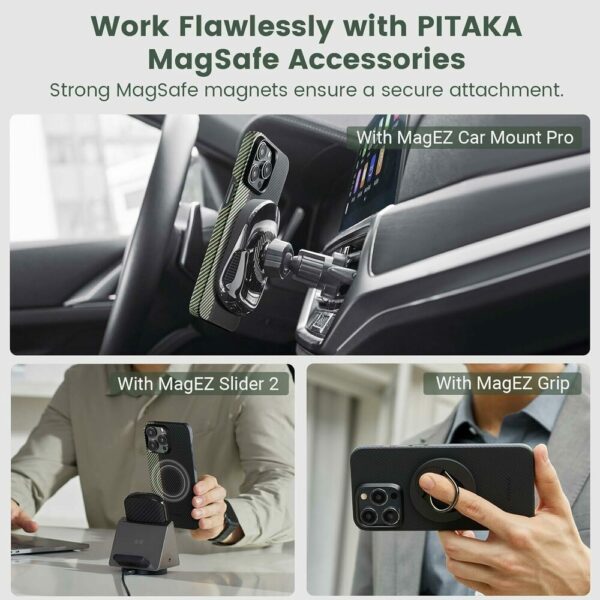 PITAKA MagEZ Case 4 iPhone 15 Pro Max, Aramid Fiber 600D, MagSafe - Thin & Light