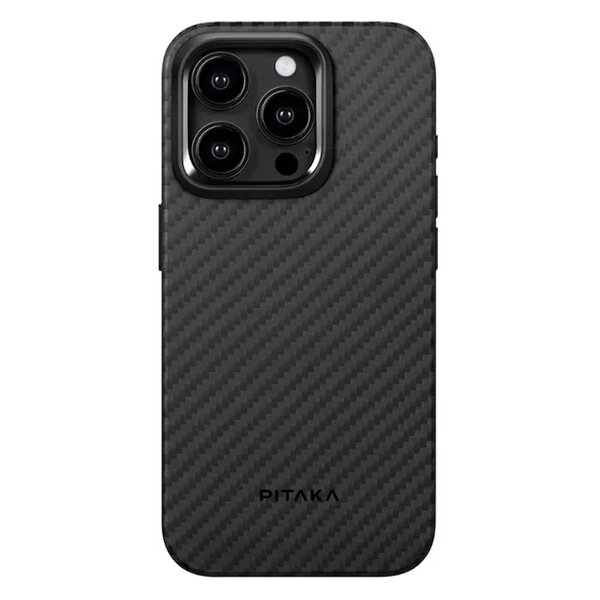 PITAKA MagEZ Pro 4 Case iPhone 15 Pro 1500D, MagSafe - Black/Grey (Twill) Protective and Shockproof