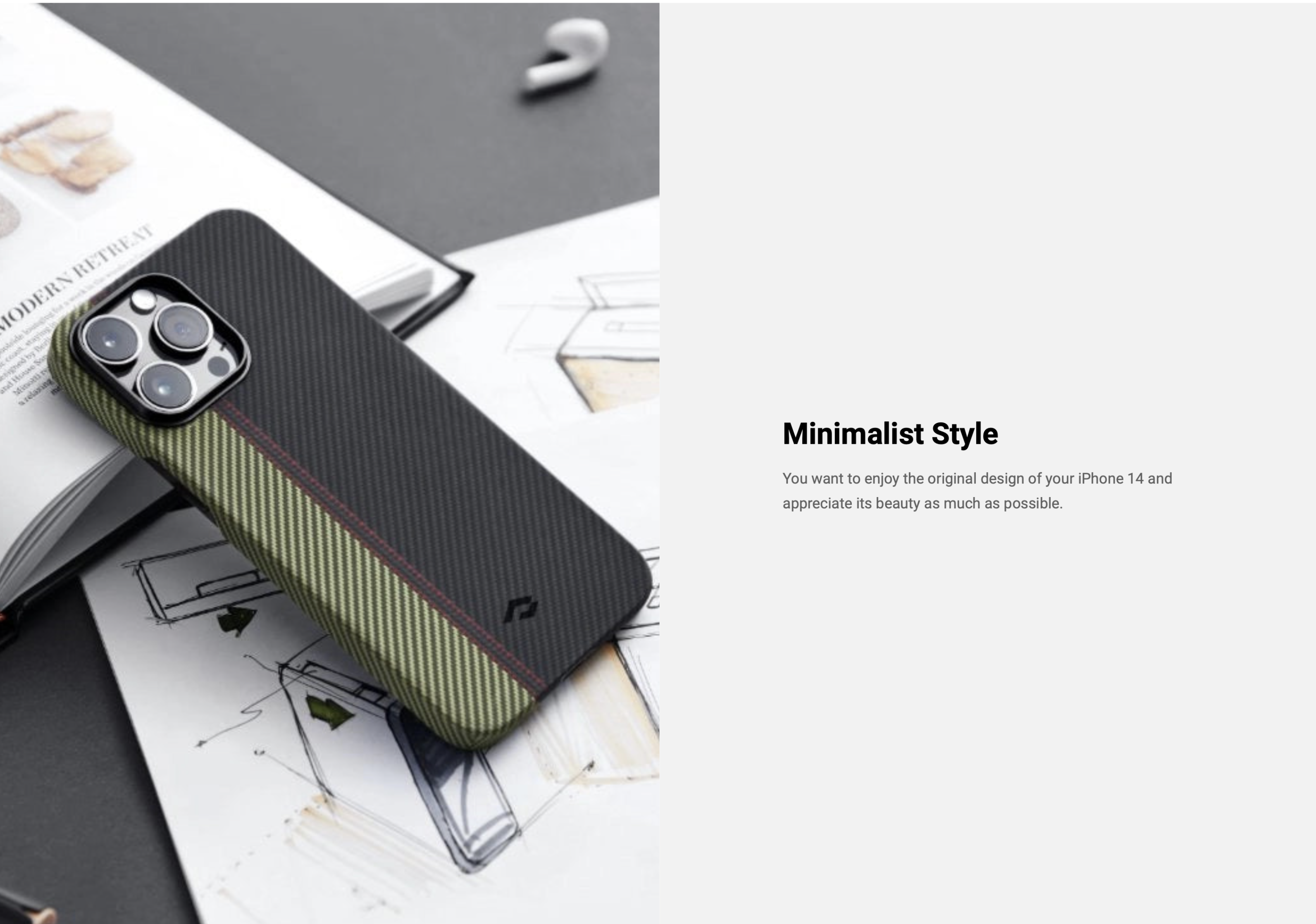 PITAKA MagEZ Case 3 For iPhone 14 Pro (6.1'') 600D Black/Grey (Twill), MagSafe (PROMO)