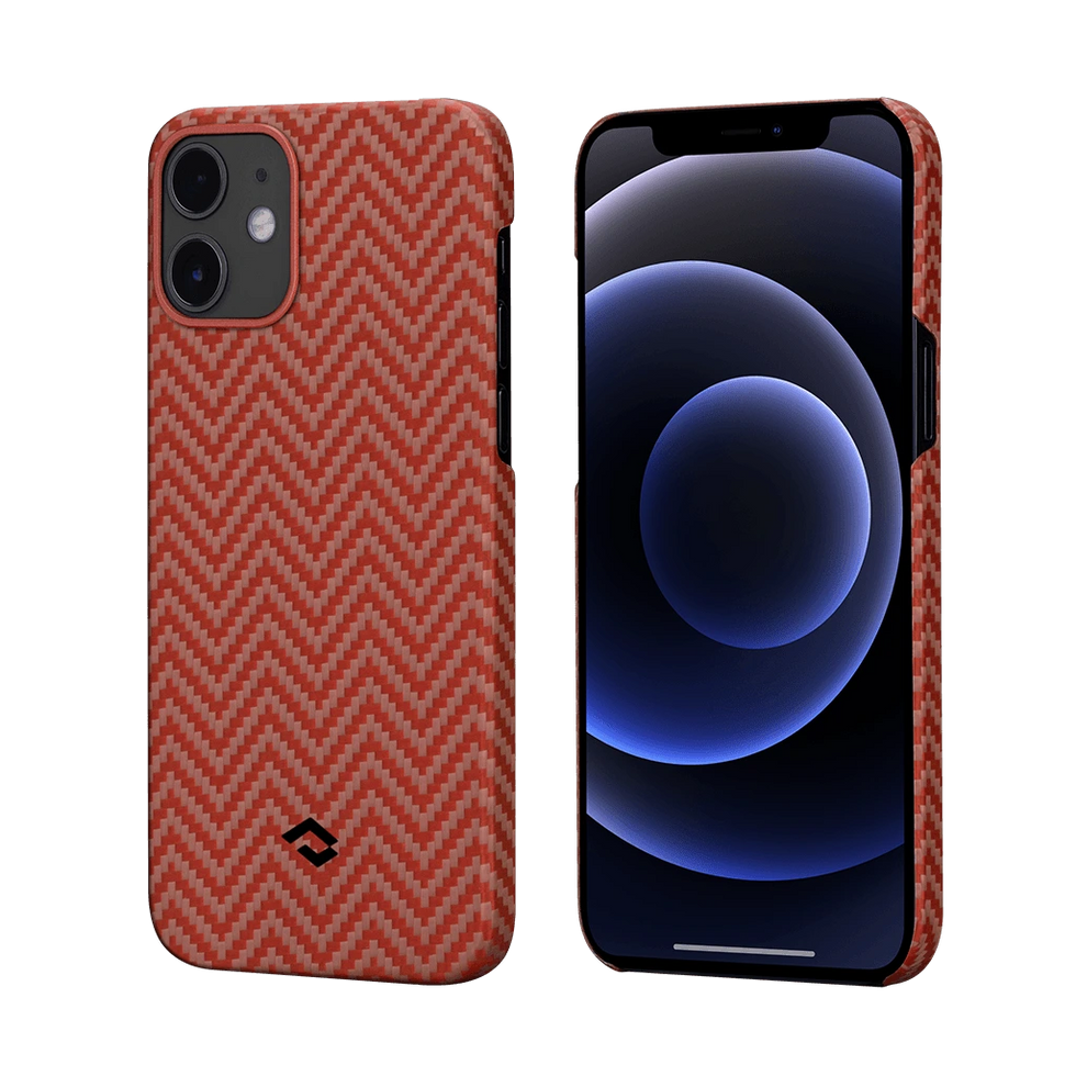 PITAKA MagEZ Case For iPhone 12 (6.1”) Red/Orange (Herringbone)(PROMO)