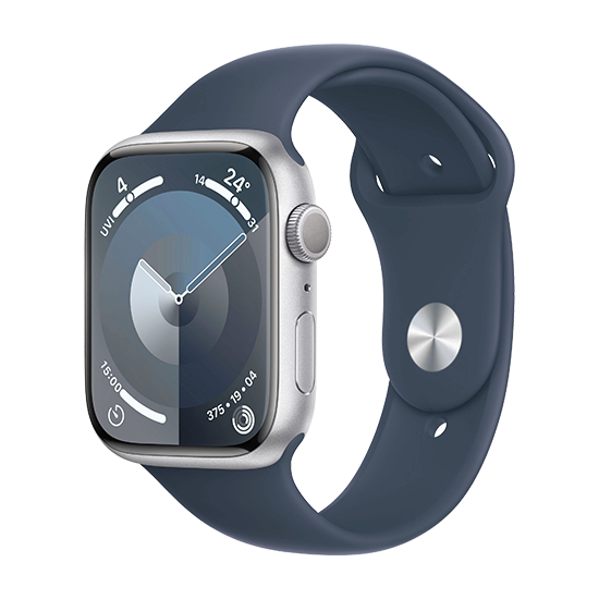 Watch Apple Watch Series 9 GPS 41mm Silver Aluminium Case with Sport Band M/L - Storm Blue EU