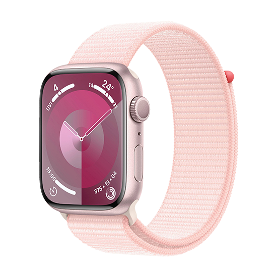 Watch Apple Watch Series 9 GPS 45mm Pink Aluminium Case with Sport Loop - Light Pink EU