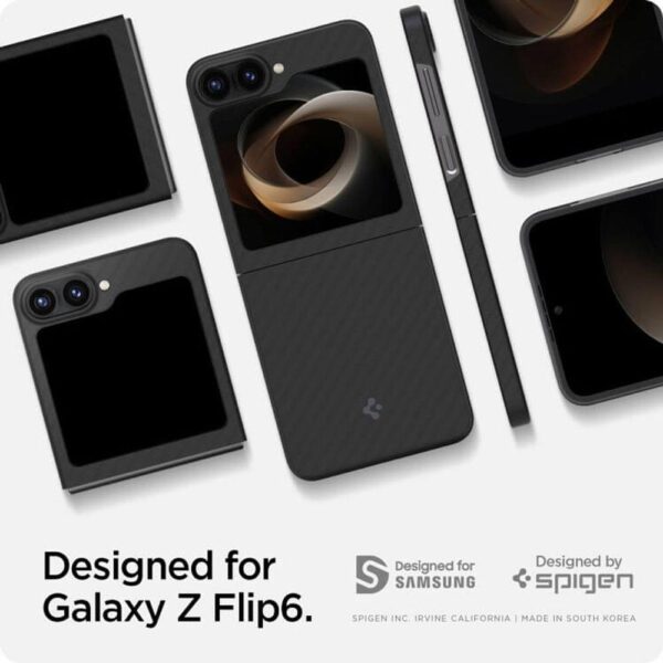 Тънък Карбонов Калъф за SAMSUNG Z Flip 6, SPIGEN AirSkin Aramid Case, Черен