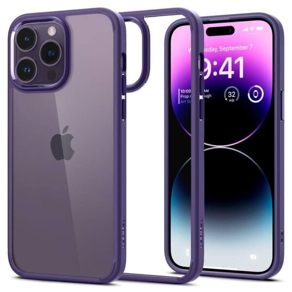 Противоударен Калъф за iPhone 14 Pro Max, SPIGEN Ultra Hybrid Case, Лилав