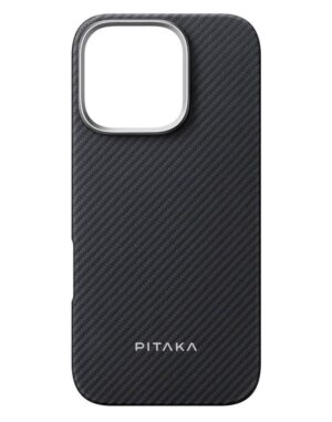 PITAKA MagSafe Case iPhone 16 Pro, PITAKA Ultra-Slim Case Black-Grey Twill, Black