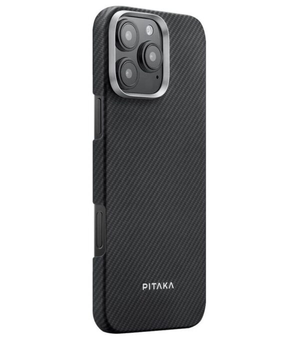 PITAKA MagSafe Case iPhone 16 Pro, PITAKA Ultra-Slim Case Black-Grey Twill, Black