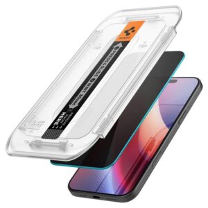 Privacy Протектор за iPhone 16 Pro, SPIGEN Glass tR EZ Fit, Черен