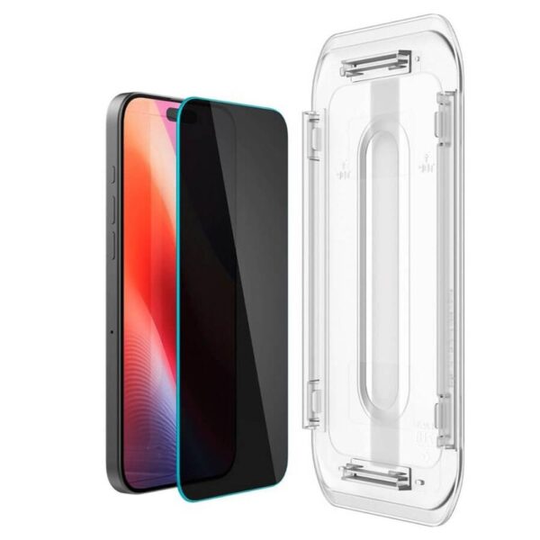 Privacy Протектор за iPhone 16 Pro, SPIGEN Glass tR EZ Fit, Черен