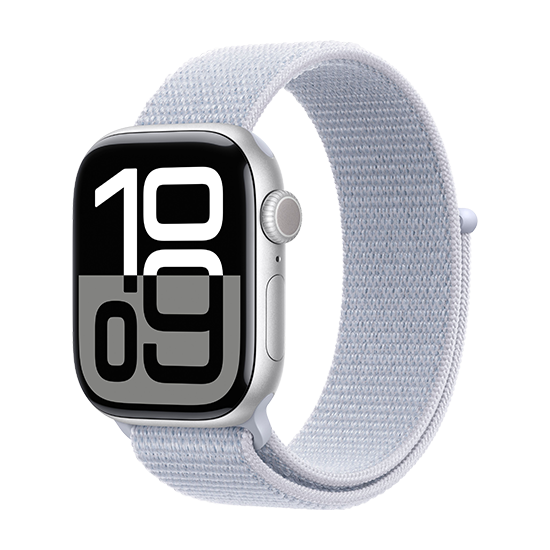 Apple Watch Series 10 GPS 42mm Silver Aluminium Case with Sport Loop - Blue Cloud