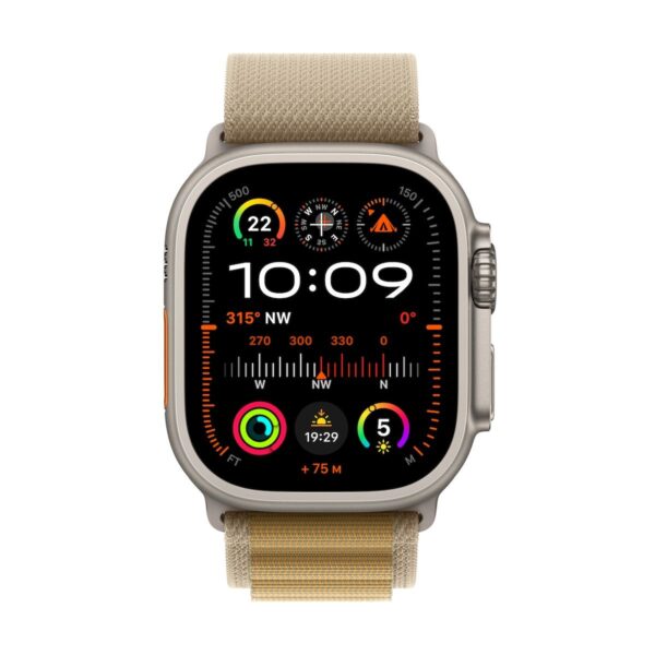 Apple Watch Ultra 2 GPS + Cellular 49mm Natural Titanium Case with Tan Alpine Loop - Medium