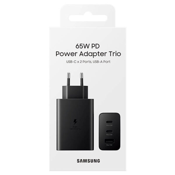 Оригинално Зарядно SAMSUNG Power Adapter Trio 65W 220V EP-TA6530NBE, Черен