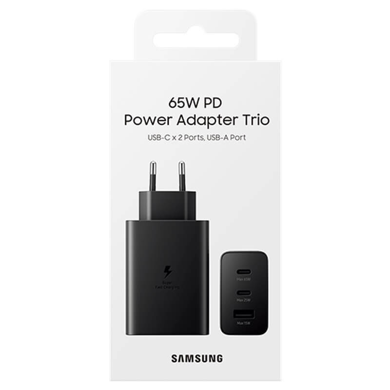 Оригинално Зарядно SAMSUNG Power Adapter Trio 65W 220V EP-TA6530NBE, Черен