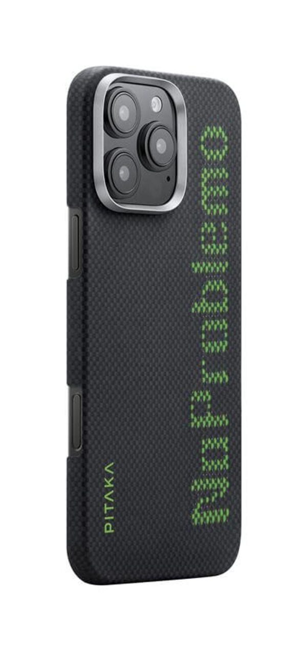 PITAKA Magsafe Калъф за iPhone 16 Pro Max, PITAKA x Aries Tactile Woven NoProblemo Case, Черен - Image 3