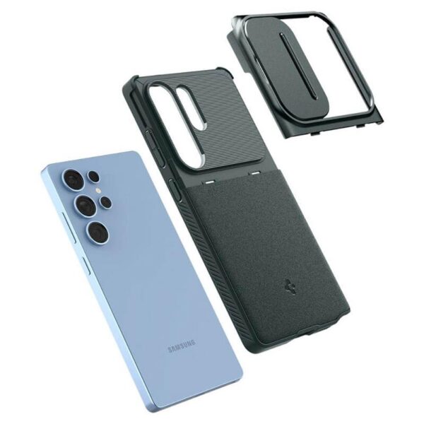 Калъф с Камерен Предпазител за SAMSUNG S25 Ultra, SPIGEN Optik Armor Case, Зелен - Image 6