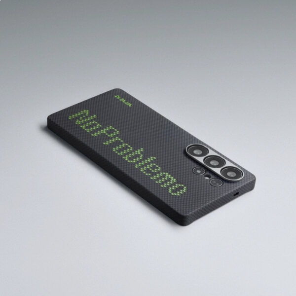 PITAKA MagSafe Калъф за SAMSUNG S25 Ultra, PITAKA Tactile Woven NoProblemo Aries Collaborative Luminous Aramid Fiber Case, Черен - Image 4