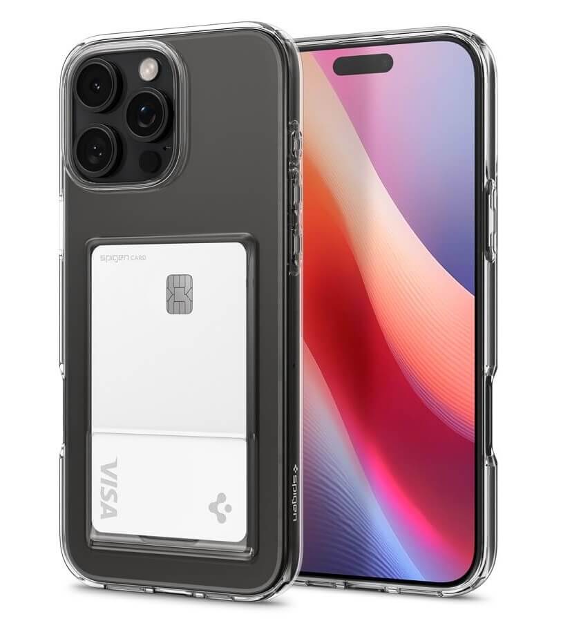 Калъф с Джоб за Карти за iPhone 16 Pro, SPIGEN Crystal Slot Case, Прозрачен