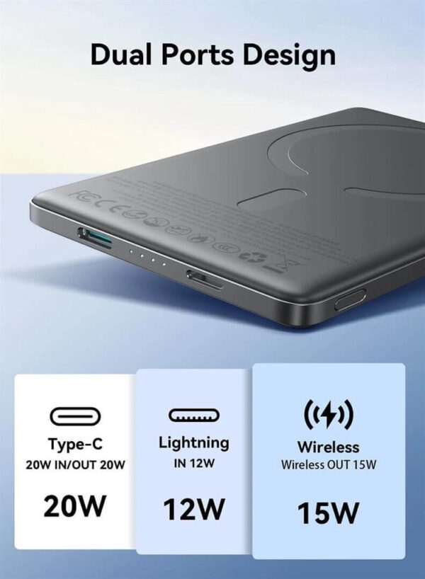 MagSafe Външна Батерия за iPhone, Joyroom Ultra-Slim 5000mAh, Сив - Image 7