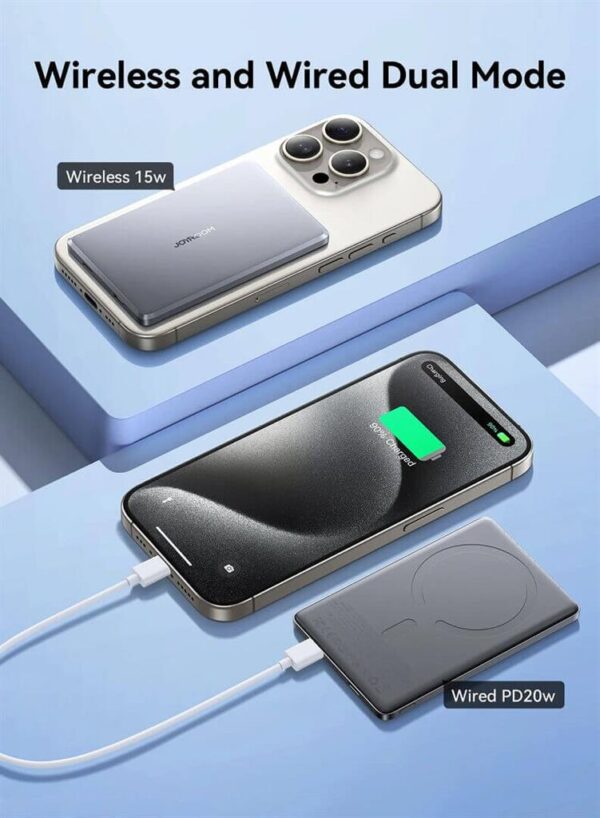 MagSafe Външна Батерия за iPhone, Joyroom Ultra-Slim 5000mAh, Сив - Image 4