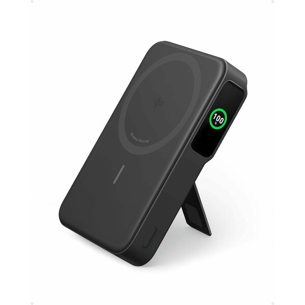 Anker MagGo 633 Qi2 10000 mAh външна батерия, с безжично зареждане, 15W, USB-C, стойка, Smart Display, MagSafe, черен