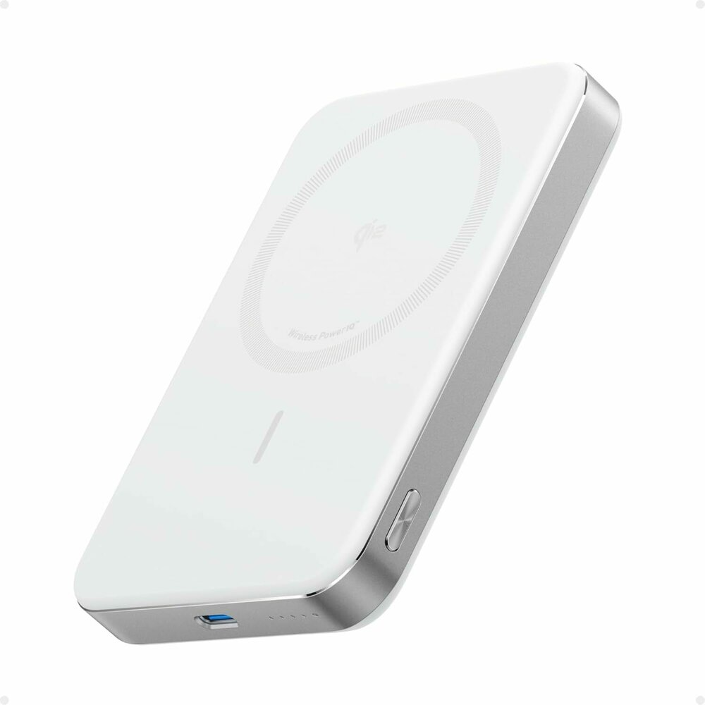 Anker MagGo 10K Ultra-Slim Qi2 10000mAh външна батерия с безжично зареждане, бял, 15W, USB-C