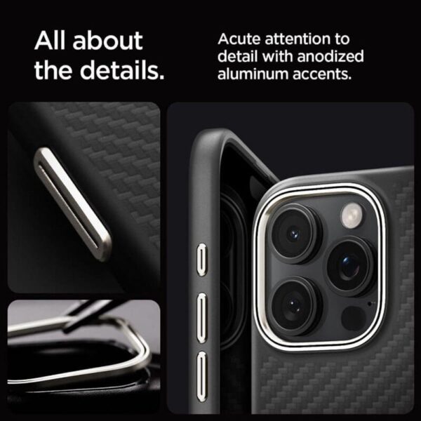 SPIGEN MagSafe Тънък Калъф за iPhone 16 Pro, SPIGEN Enzo Aramid Case, Черен - Image 9
