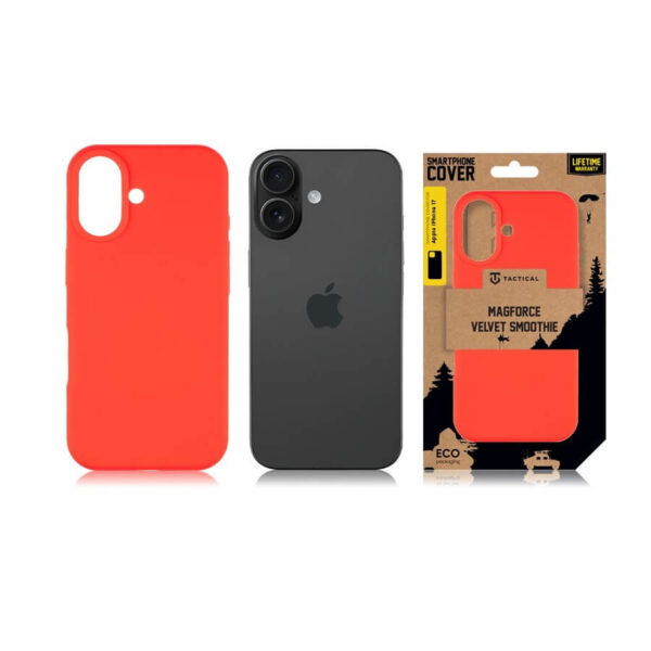 Magsafe Силиконов Калъф за iPhone 17, TACTICAL MagForce Velvet Smoothie Case, Червен - Image 5