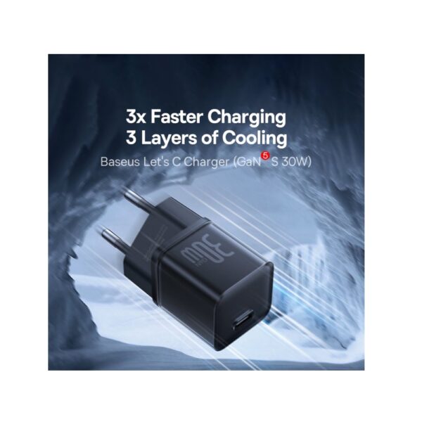 BASEUS 220V 30W, USB-C, GaN5s /черно/ - P10162504113-00 - Image 4