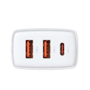 BASEUS 220V 30W, 2xUSB-A + USB-C, Compact Series, бял - CCXJ-E02