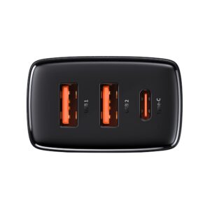 BASEUS 220V 30W, 2xUSB-A + USB-C, Compact, черно - CCXJ-E01