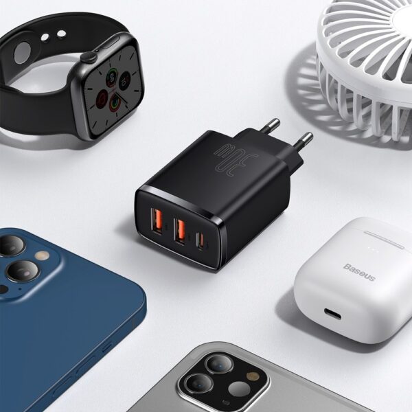 BASEUS 220V 30W, 2xUSB-A + USB-C, Compact, черно - CCXJ-E01 - Image 9