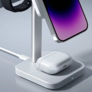 ESR Зарядно устройство Wireless HaloLock 15W, Qi2, 3in1 Phone+AirPods+Watch /бяло/