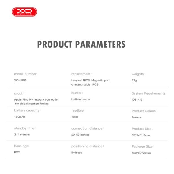 XO GPS Смарт локатор/Смарт тракер Anti-loss LP05 Card Model MFi Certificated (iPhone) - Image 7