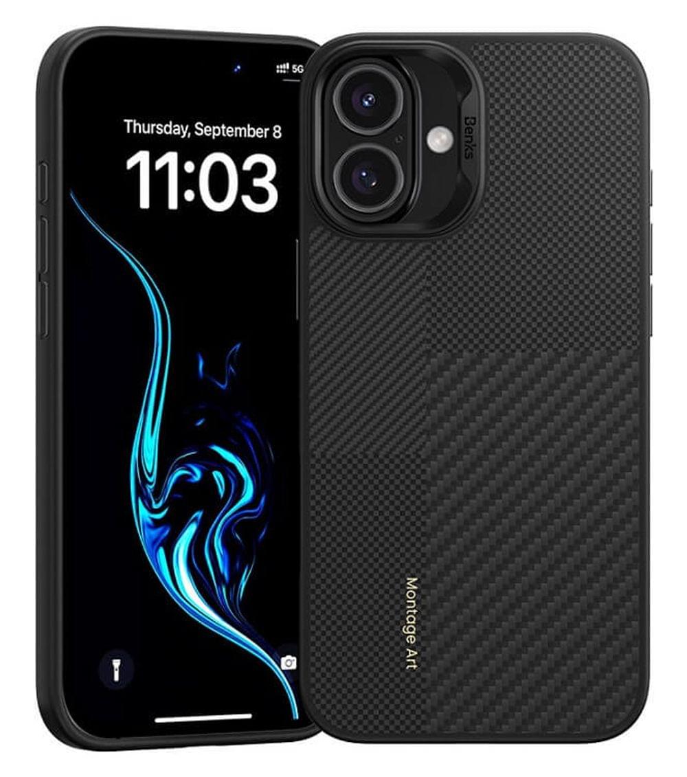 Magsafe Кевларен Калъф за iPhone 16, BENKS Montage Armor Pro Case, Черен