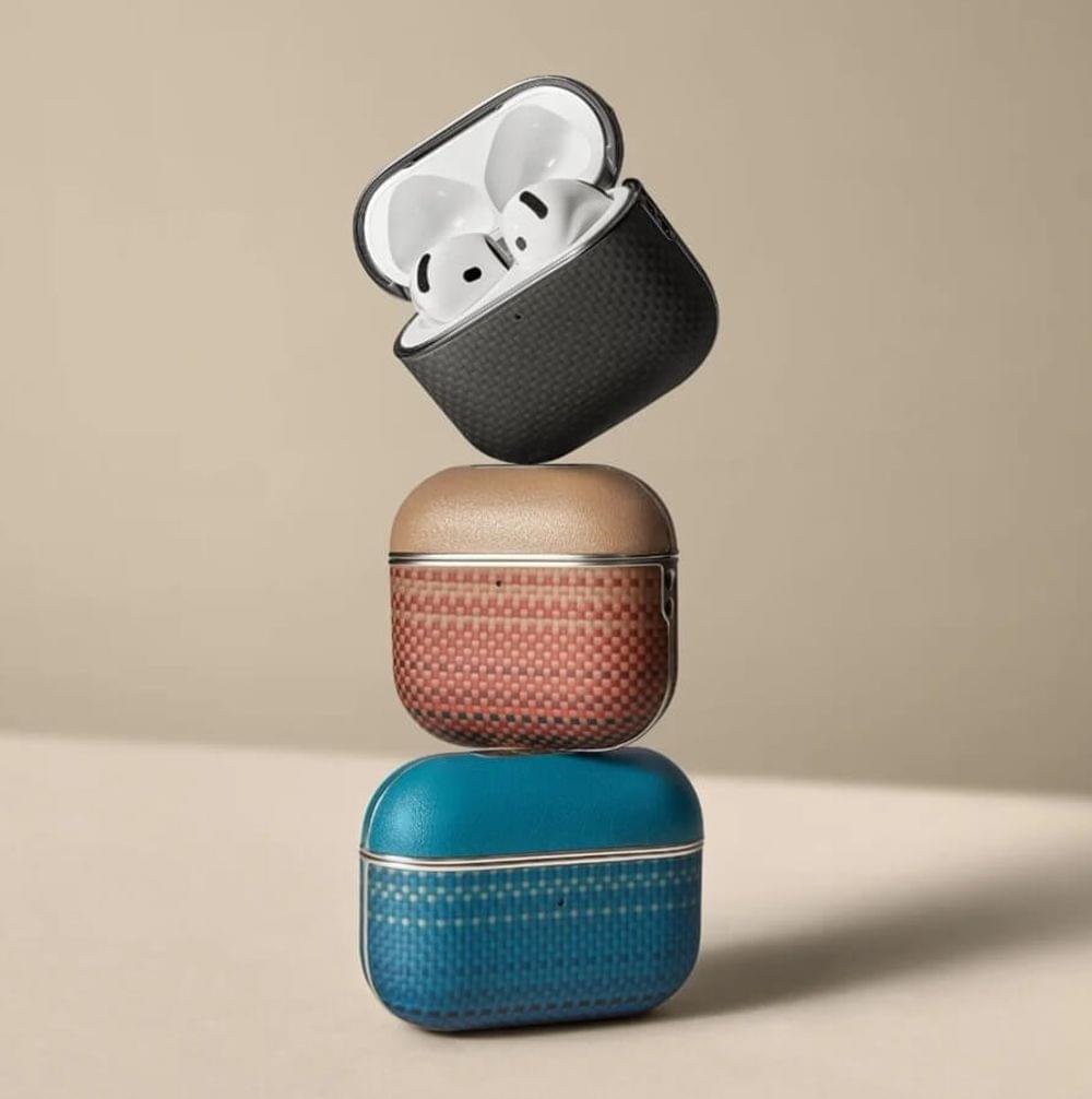 Magsafe Калъф за Apple AirPods Pro/ 2, PITAKA Aramid Fiber Magnetic Moonrise Case, Син - Image 4