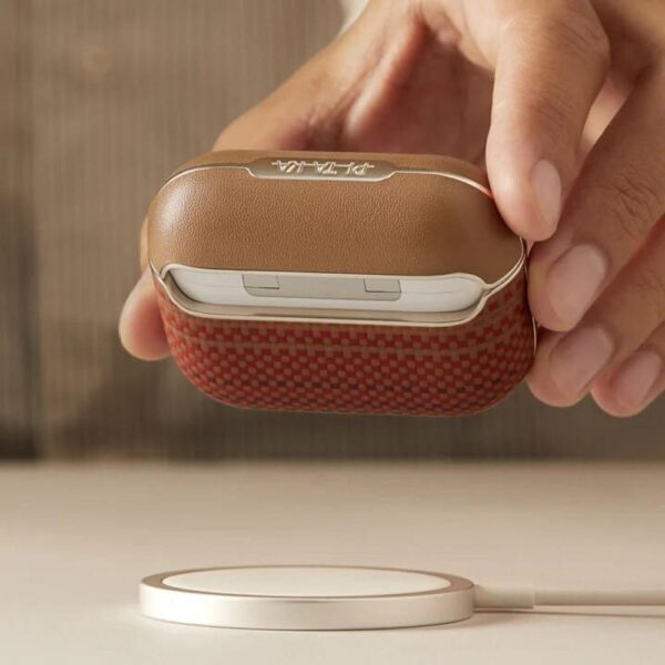Magsafe Калъф за Apple AirPods Pro/ 2, PITAKA Aramid Fiber Magnetic Sunset Case, Кафяв - Image 4