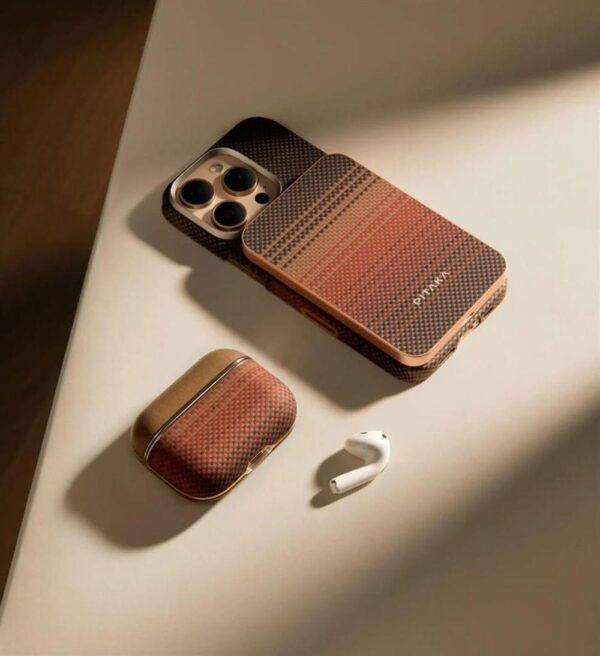 Magsafe Калъф за Apple AirPods Pro/ 2, PITAKA Aramid Fiber Magnetic Sunset Case, Кафяв - Image 7