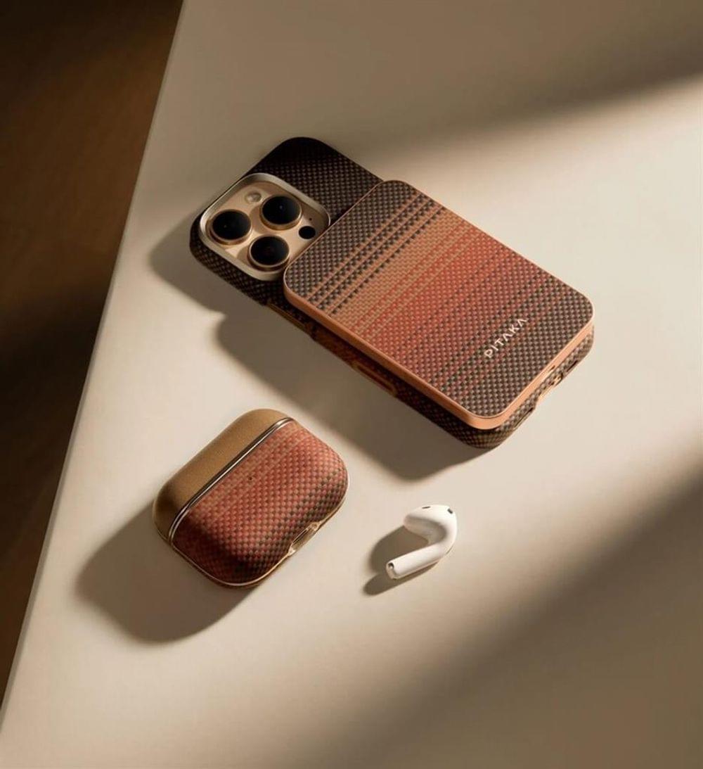 Magsafe Калъф за Apple AirPods Pro/ 2, PITAKA Aramid Fiber Magnetic Sunset Case, Кафяв - Image 7