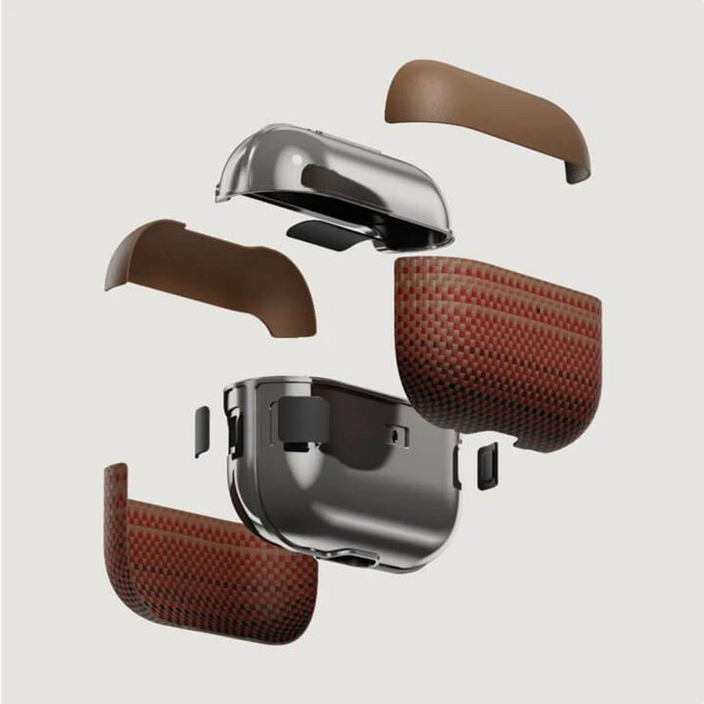 Magsafe Калъф за Apple AirPods Pro/ 2, PITAKA Aramid Fiber Magnetic Sunset Case, Кафяв - Image 9