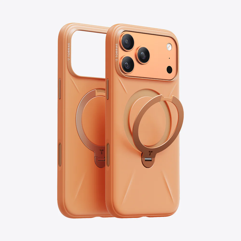 TORRAS Ostand Q3 Silicone for iPhone 17 Pro - Cosmic Orange
