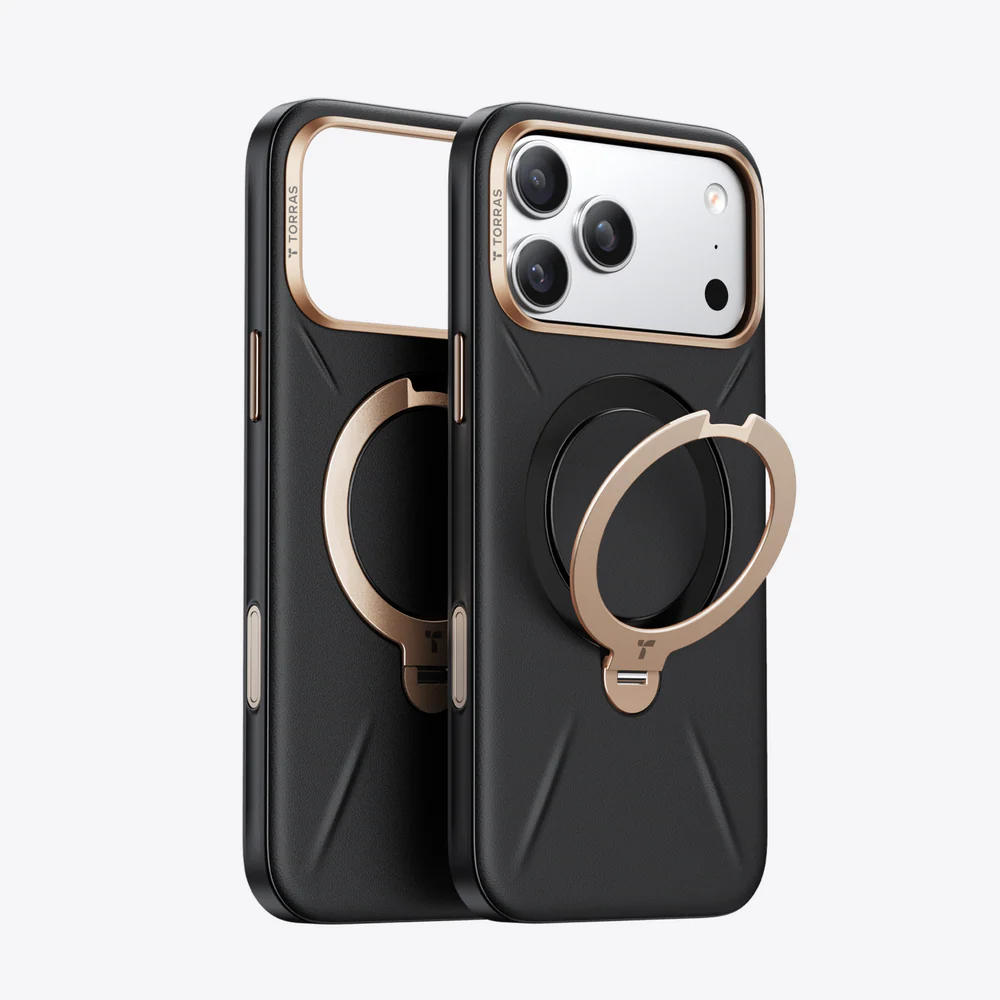 TORRAS Ostand Q3 VegSkin for iPhone 17 Pro - Obsidian Black