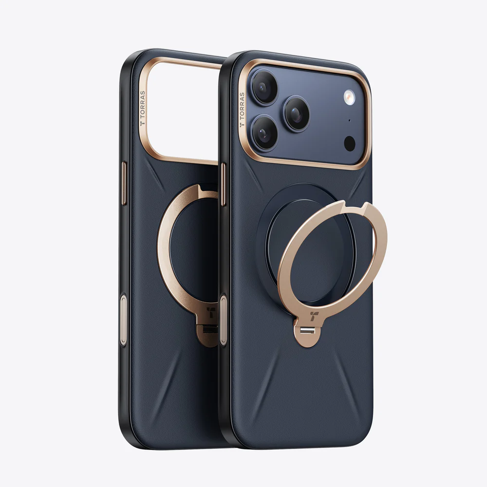 TORRAS Ostand Q3 VegSkin for iPhone 17 Pro - Deep Blue