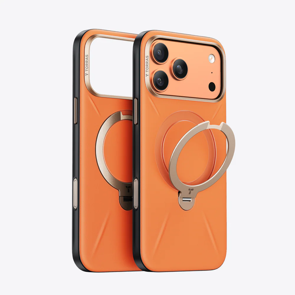 TORRAS Ostand Q3 VegSkin for iPhone 17 Pro - Cosmic Orange