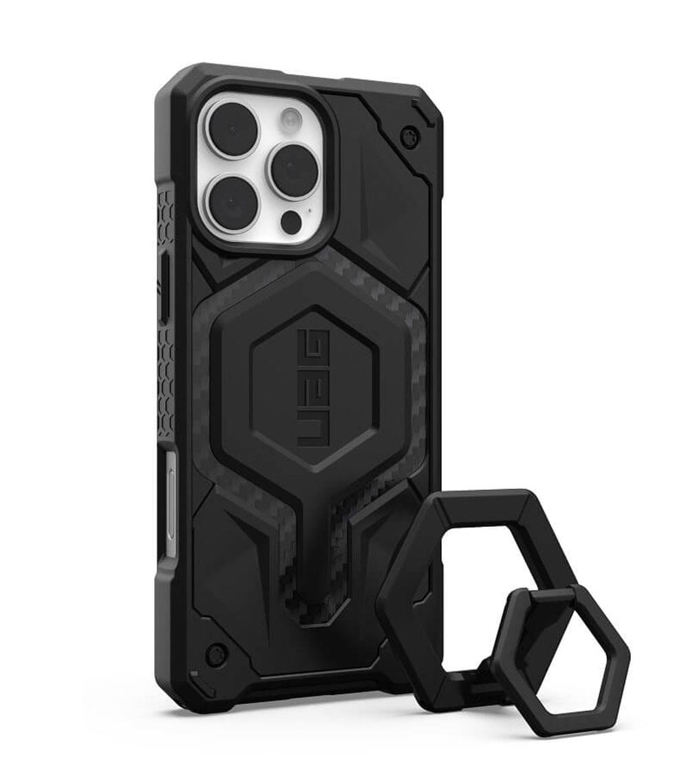 UAG MagSafe Противоударен Калъф за iPhone 16 Pro Max, UAG Monarch Pro Carbon Fiber Stand Case, Черен