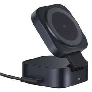 BASEUS Холдер + Charging station PicoGo Qi2 + вграден кабел C + кабел C-C за бюро /черен/